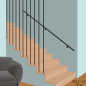 Preview: Holzhandlauf Handlauf Buche 42 rund Schwarz Echtholz Massiv Treppe Holz Treppen